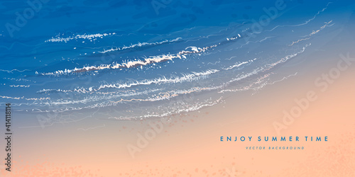 Vector beautiful realistic top view illustration of sandy summer beach
