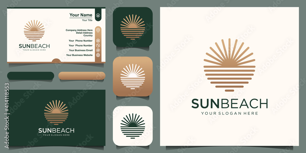 Sun ocean logo design inspiration.