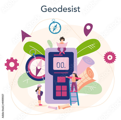 Surveyor concept. Geodesy science , land surveying technology