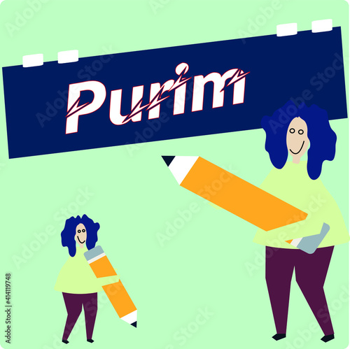 Happy Purim, Daily Holidays, Special and Wacky Days on Background, Empty space for text, Copy space right
