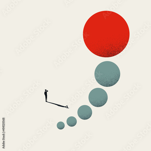 Business success and growth vector concept. Symbol of achievement, hitting goals, objectives. photo