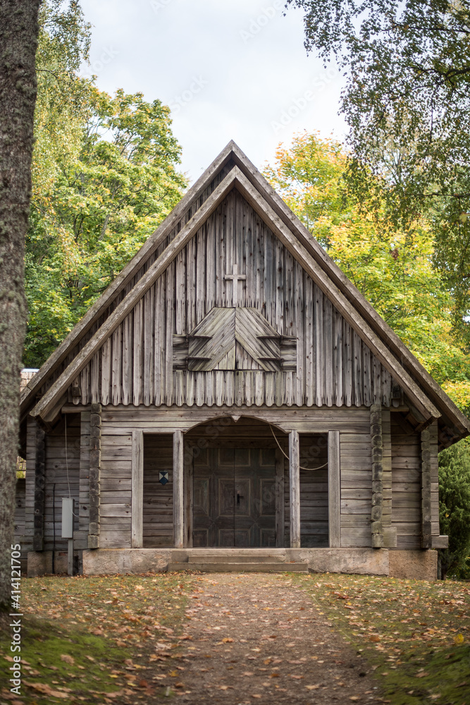 Wooden church in Usma, Latvia