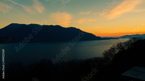 Tramonto sul Lago Maggiore fotografato da Novaglio, Oggebbio (VB), Piemonte, Italia. © Angelo
