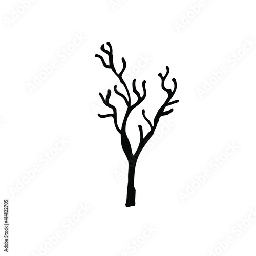 Isolated white and black vector icon flower branch for botanical and floristic