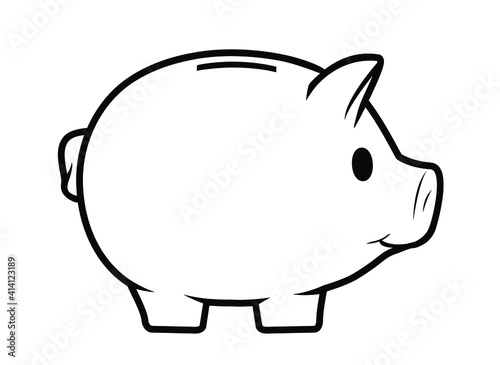 Cute piggy bank icon isolated on white background.