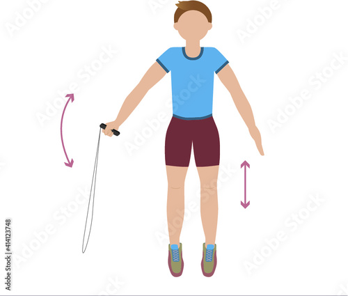 Man jumping with jumping rope in hand - illustration