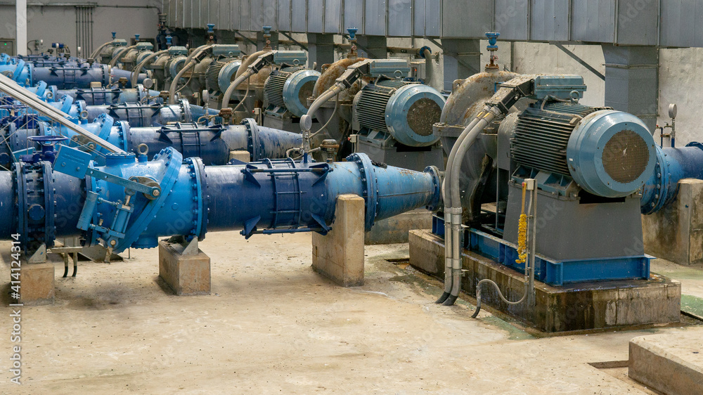 Electric motors driving water pumps Electric motors driving water pumps