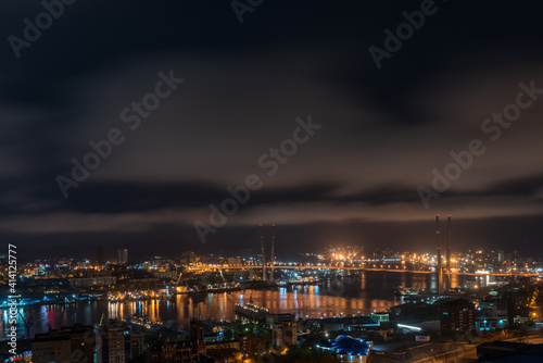 Vladivostok. Night view of Golden bridge. © Vladimir Arndt