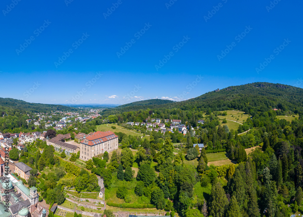 Aerial view with new castle in Baden-Baden