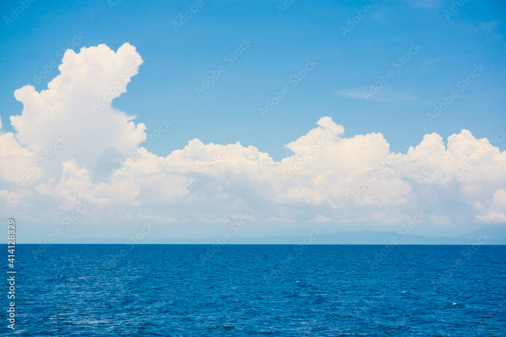 Deep blue sea with sky cloud nature landscape