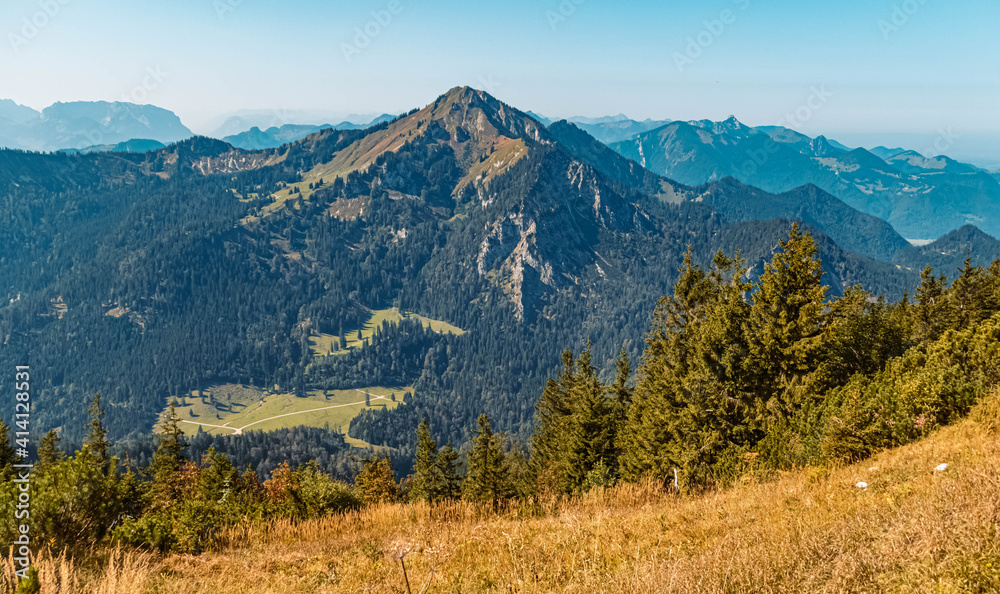 Beautiful alpine summer view at the famous Hochfelln summit, Bergen, Bavaria, Germany