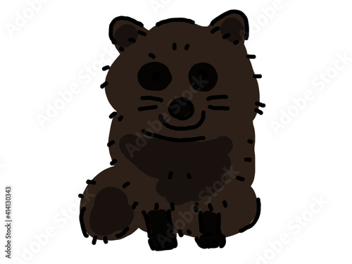 正面をみて笑っているタヌキ