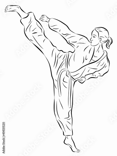 illustration of a woman martial athletes, vector drawing