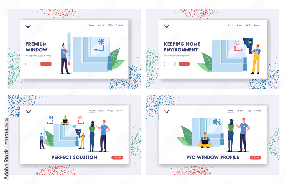 Pvc Window Profile Installation Process Landing Page Template Set. Tiny ...