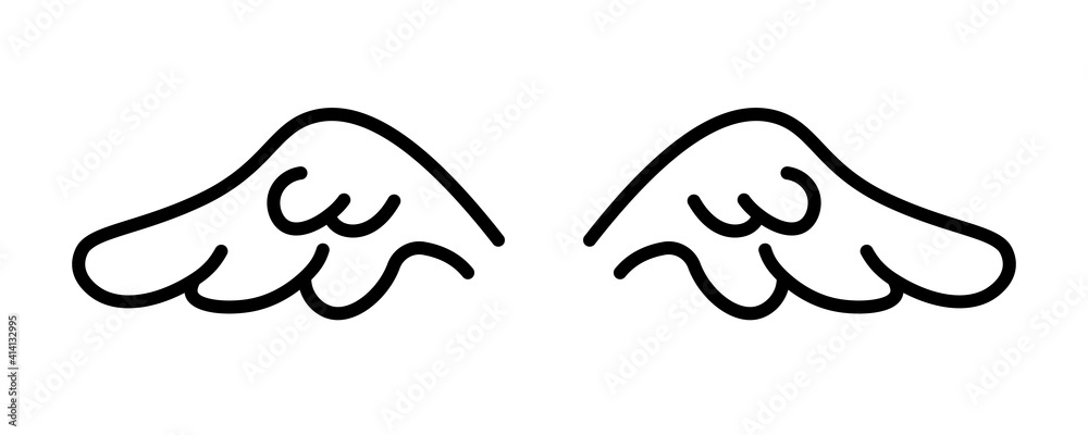 Wings line icon. Clipart image isolated on white background Wings line icon. Clipart image isolated on white background