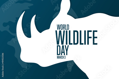 World Wildlife Day. March 3. Holiday concept. Template for background, banner, card, poster with text inscription. Vector EPS10 illustration.