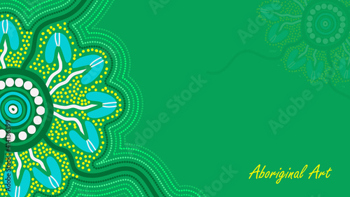 Green aboriginal art poster design