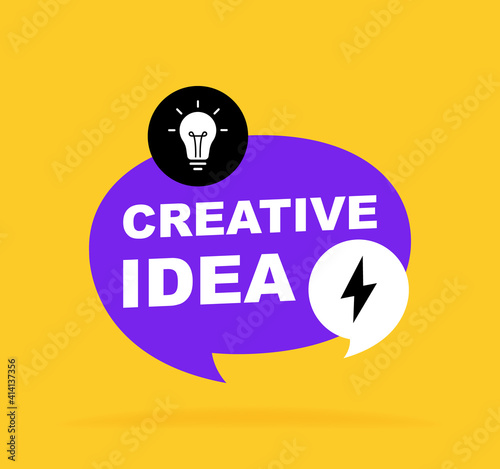 Creative Idea label design with light bulb and