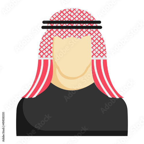 Thawb with head band Vector Color Icon Design, Arab culture and traditions Symbol on white background, Islamic and Muslim practices Sign, Arabic Man Costume Concept,