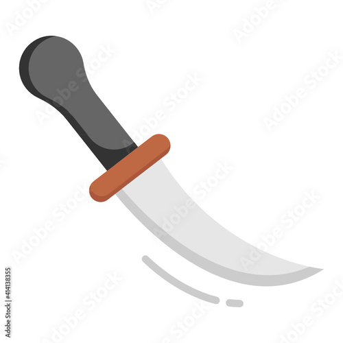 Khanjar Concept, dagger with grip Vector Color Icon Design, Arab culture and traditions Symbol on white background, Islamic and Muslim practices Sign,