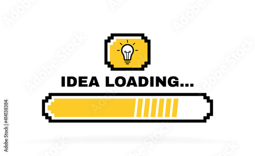 Idea loading concept with light bulb and loading bar. Big idea, innovation and creativity. Vector illustration