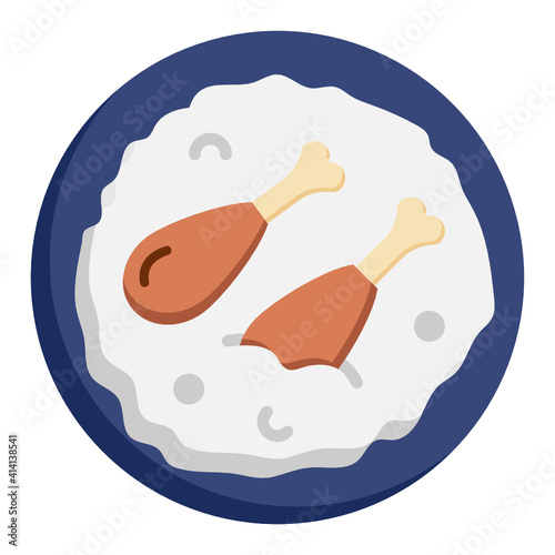 Rice with meet with special blend of spcies Vector Color Icon Design, Arab culture and traditions Symbol on white background, Islamic and Muslim practices Sign, Arabic Mandi Food Concept,