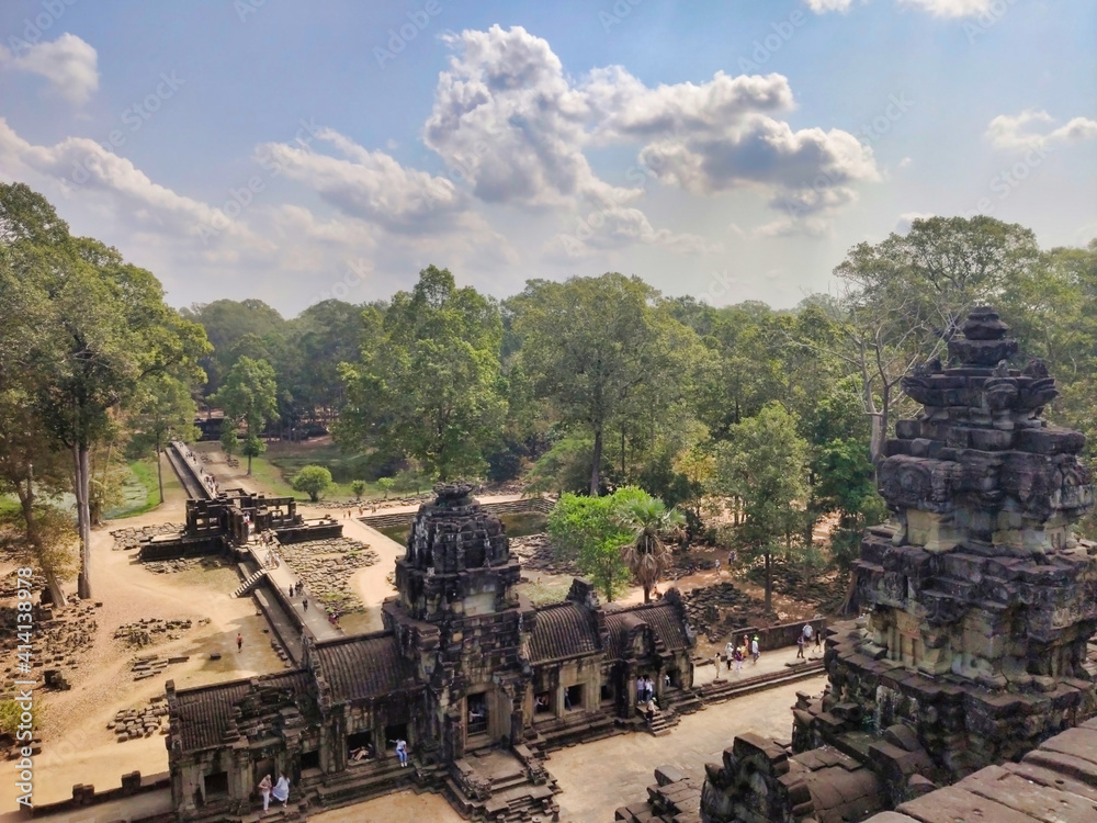 Old Khmer Temple in Angkor. View from above. Unesco World Heritage Site. Siem Reap Province. Ancient ruins. Cambodia. South-East Asia Old Khmer Temple in Angkor. View from above. Unesco World Heritage Site. Siem Reap Province. Ancient ruins. Cambodia. South-East Asia