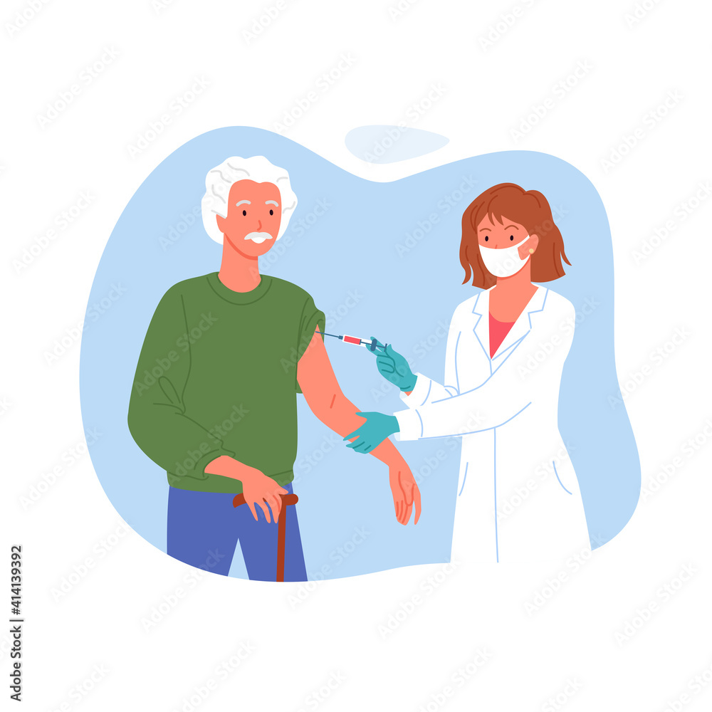 Senior people vaccination medical campaign, old man during coronavirus vaccinating Senior people vaccination medical campaign, old man during coronavirus vaccinating