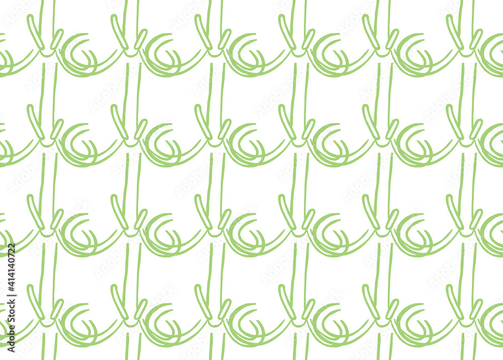 Vector texture background, seamless pattern. Hand drawn, green, white colors.