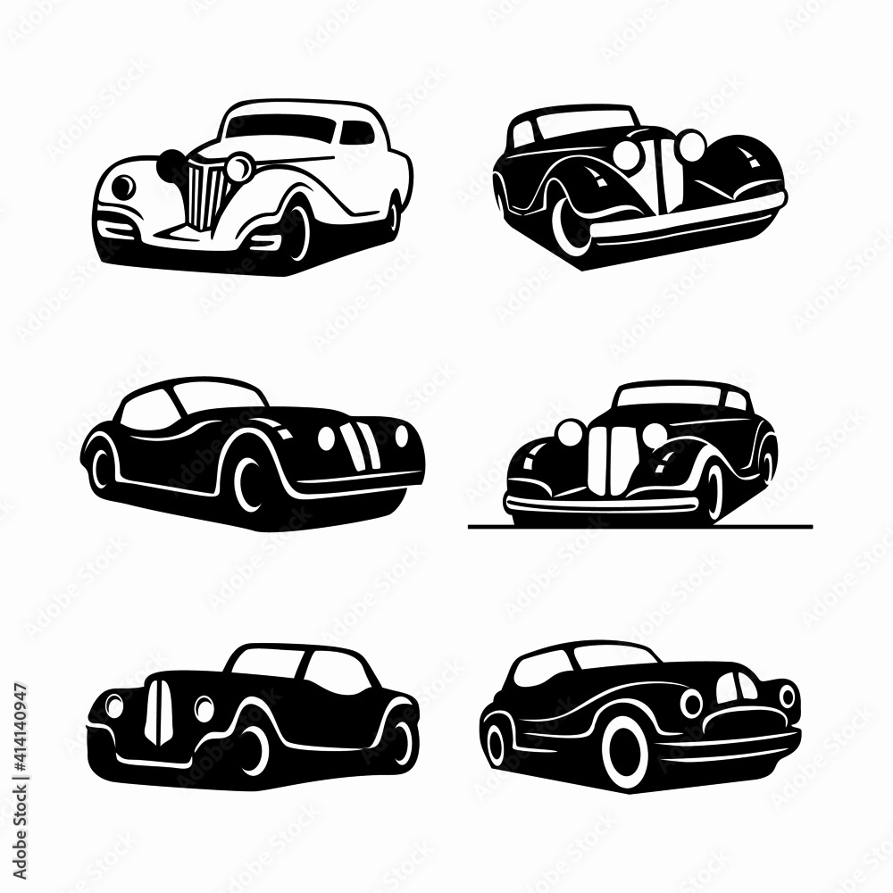 Fototapeta Collection of vintage classic car logo. Vector illustration.