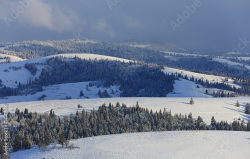 mountain ridges in winter