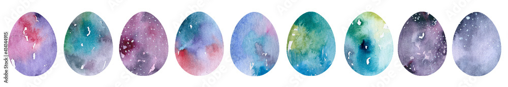 Set of realistic eggs on white background. Easter collection. illustration. - obrazy, fototapety, plakaty 