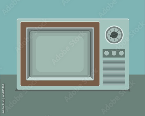 Vintage old TV set, color vector illustration for your designs. Retro technique.
