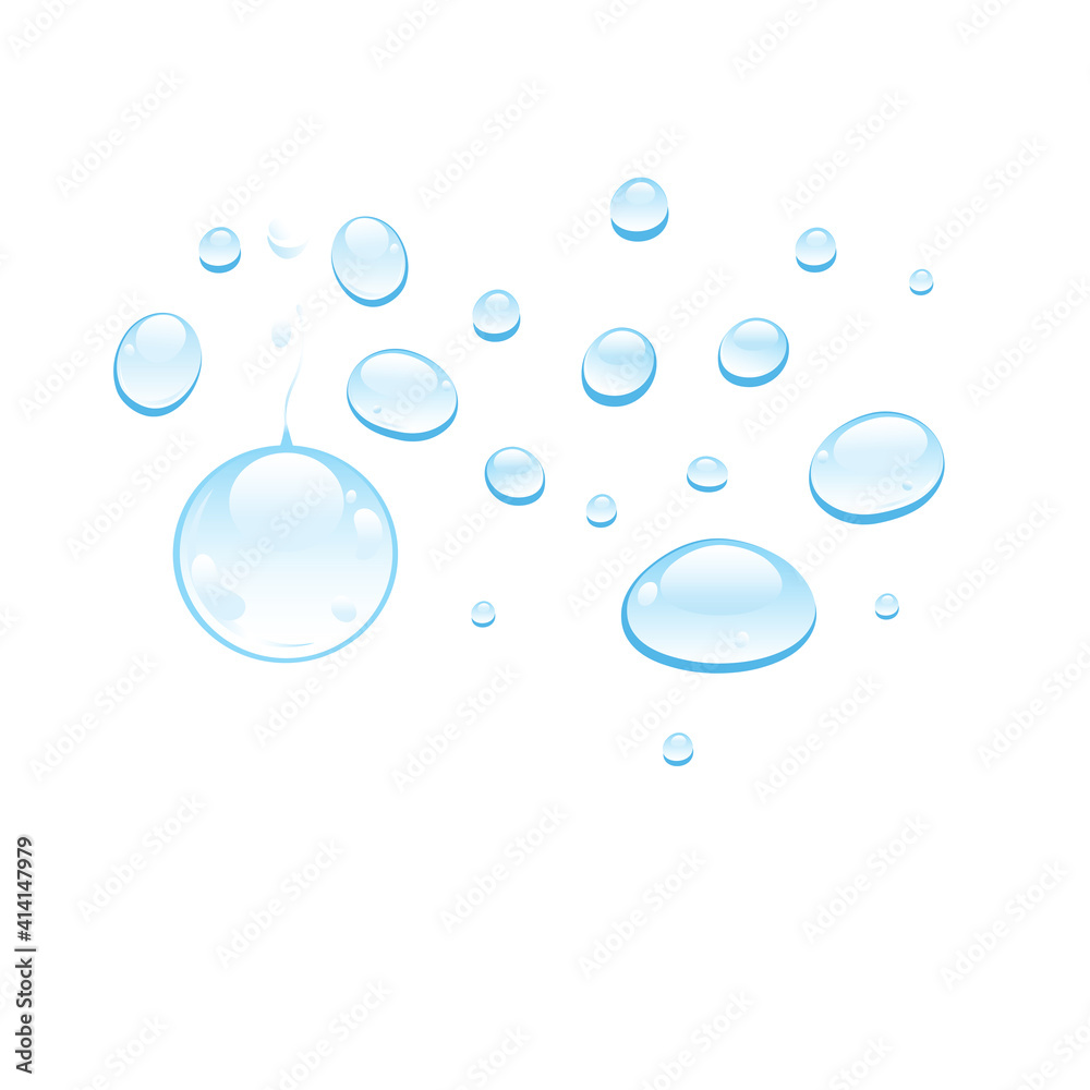 Blue water drops vector isolated on white background