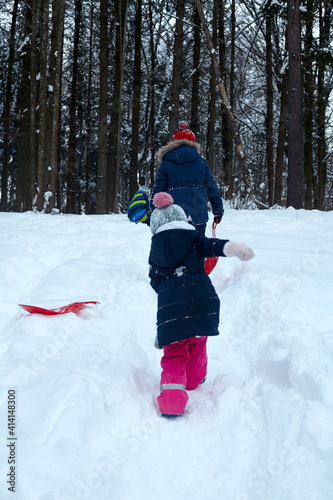 kids having fun in winter season