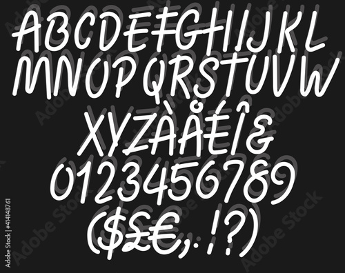 Retro style white  typewriting font . minimal classic modern typeface letter and number design, graphic text alphabet vector