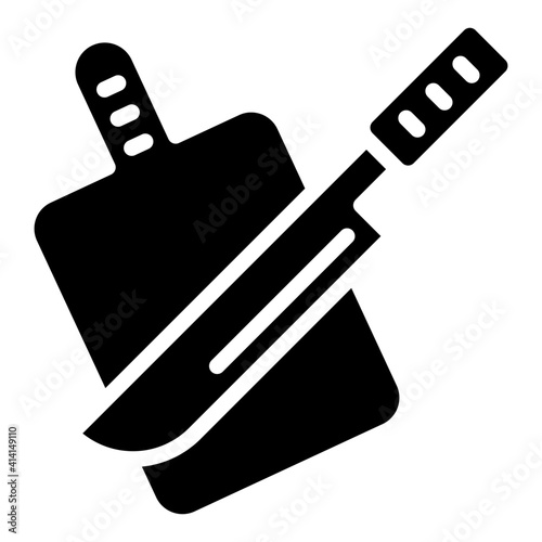 Knife solid design, icon of chopping board