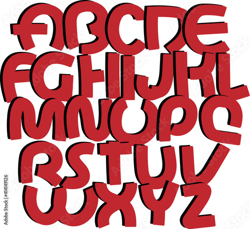 Retro style red   typewriting font with black shadow . minimal classic modern typeface letter and number design, graphic text alphabet vector