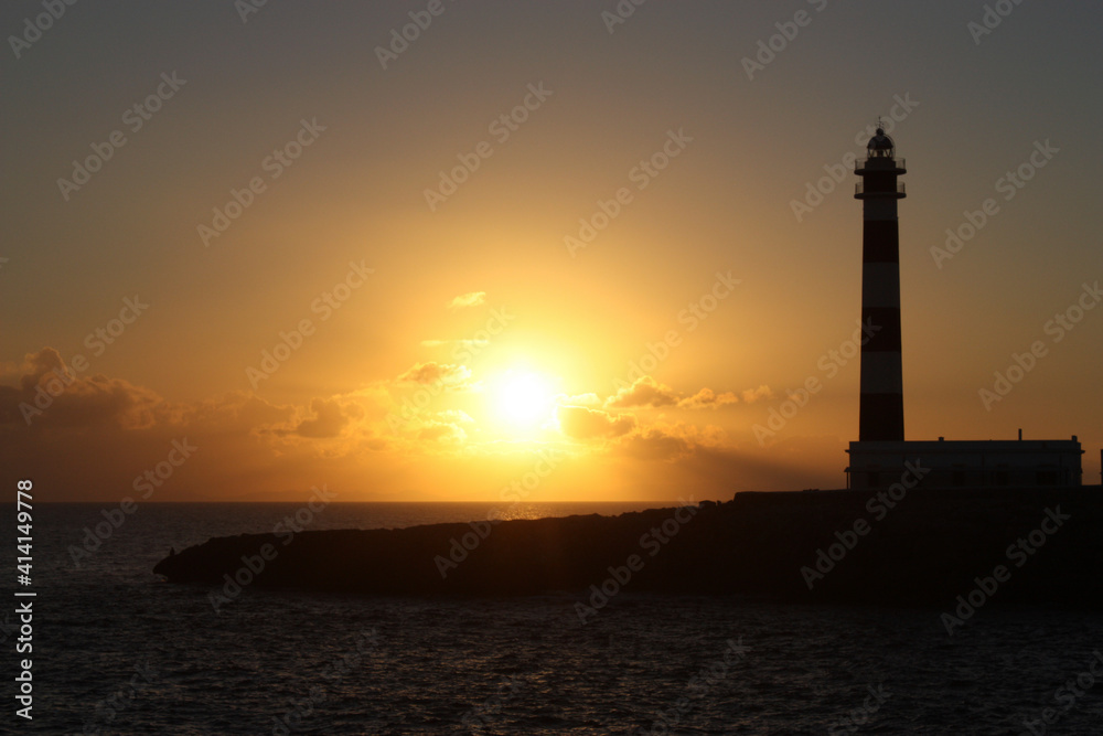 Sunset near a mediterranean lighthouse