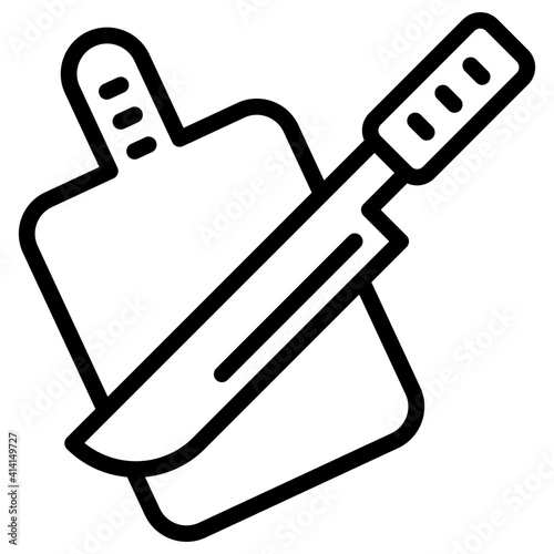 
    Knife linear design, icon of chopping board
