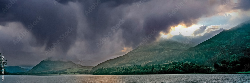Stormy sky over Crummock Water in the Lake District England