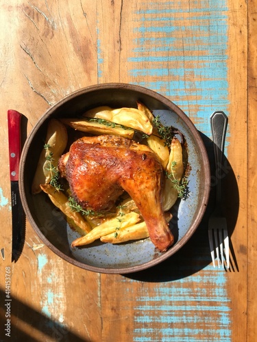 roasted chicken with potatoes