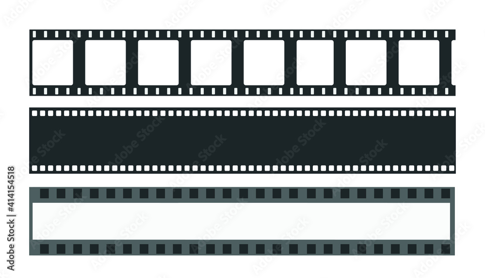 Cinema strip templates. Negative and strip, media filmstrip. Film roll vector, film 35mm, slide film set frame