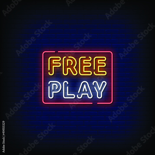 Free Play Neon Signs Style Text Vector