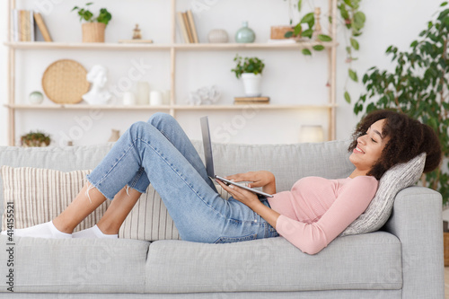 Relax with gadget, watching videos and chatting in social networks