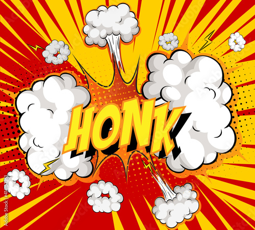 Word honk on comic cloud explosion background