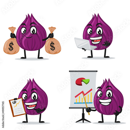 vector illustration of onion mascot or character collection set with business theme