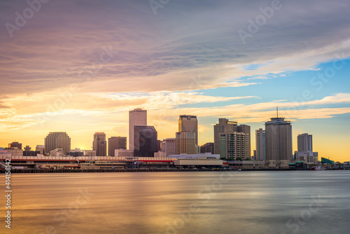 New Orleans, Louisiana, USA skyline on the Mississippi River at dusk. © SeanPavonePhoto