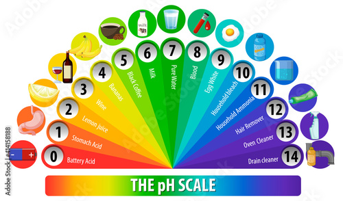 A pH scale on white background