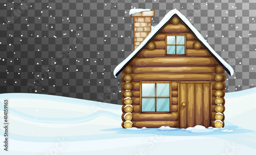 Nature scene in winter season theme with transparent background